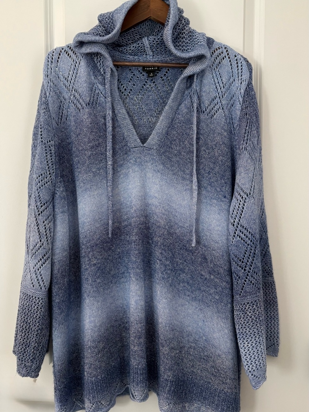 Torrid Indigo Space Dye Hooded Sweater Size 3X New Without Tags - Picture 11 of 12